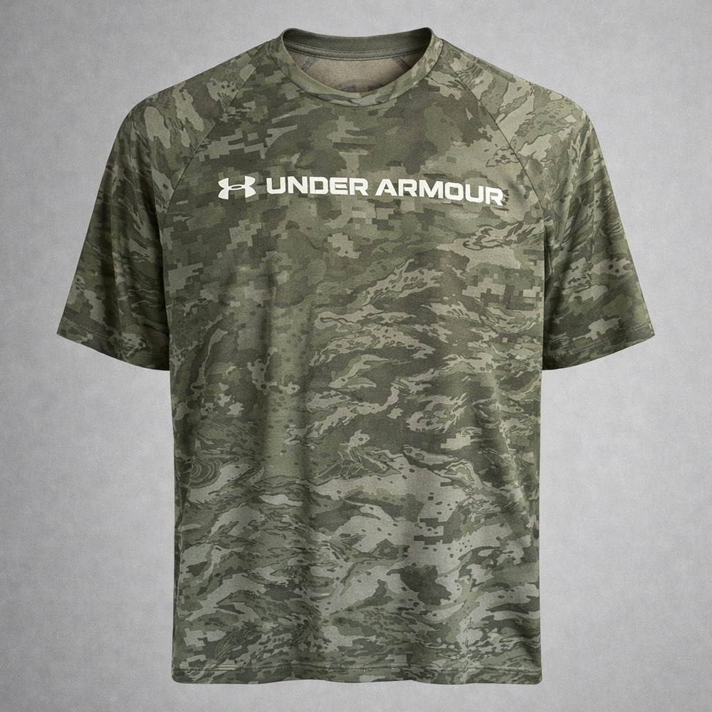 Under Armour HeatGear Mens Medium Digital Camo Short Sleeve Training Shirt Gree